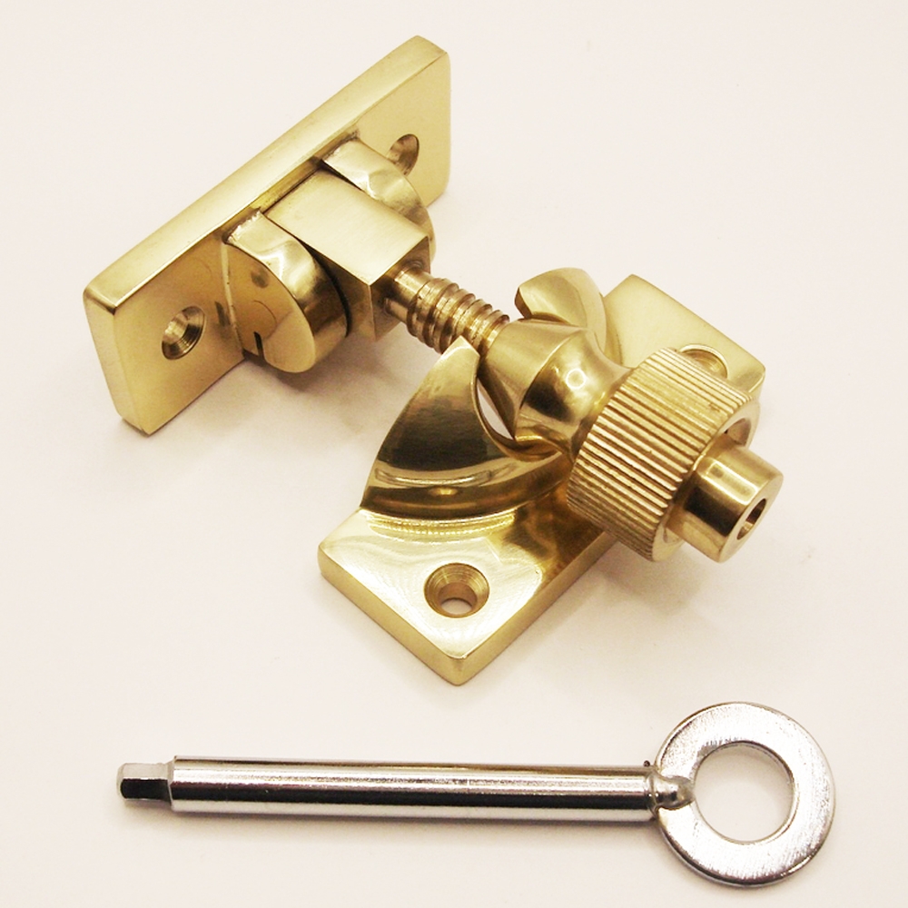 TWC001L/PB • Locking • Polished Brass • Forged Brighton Sash Fastener